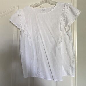 Old Navy Women’s Embroidered White Top Blouse with Flutter Sleeves, Size M